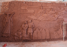 华派中标的大型浮雕墙——局部泥塑
